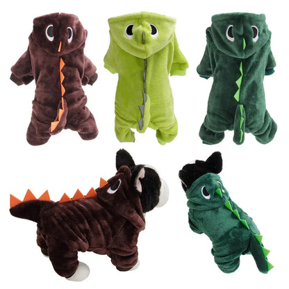 Party Halloween Decoration Cute Dinosaur Shape Dog Clothes Jumpsuits for Pets Dog Puppy Hoodie Clothes DIY Cosplay Costume