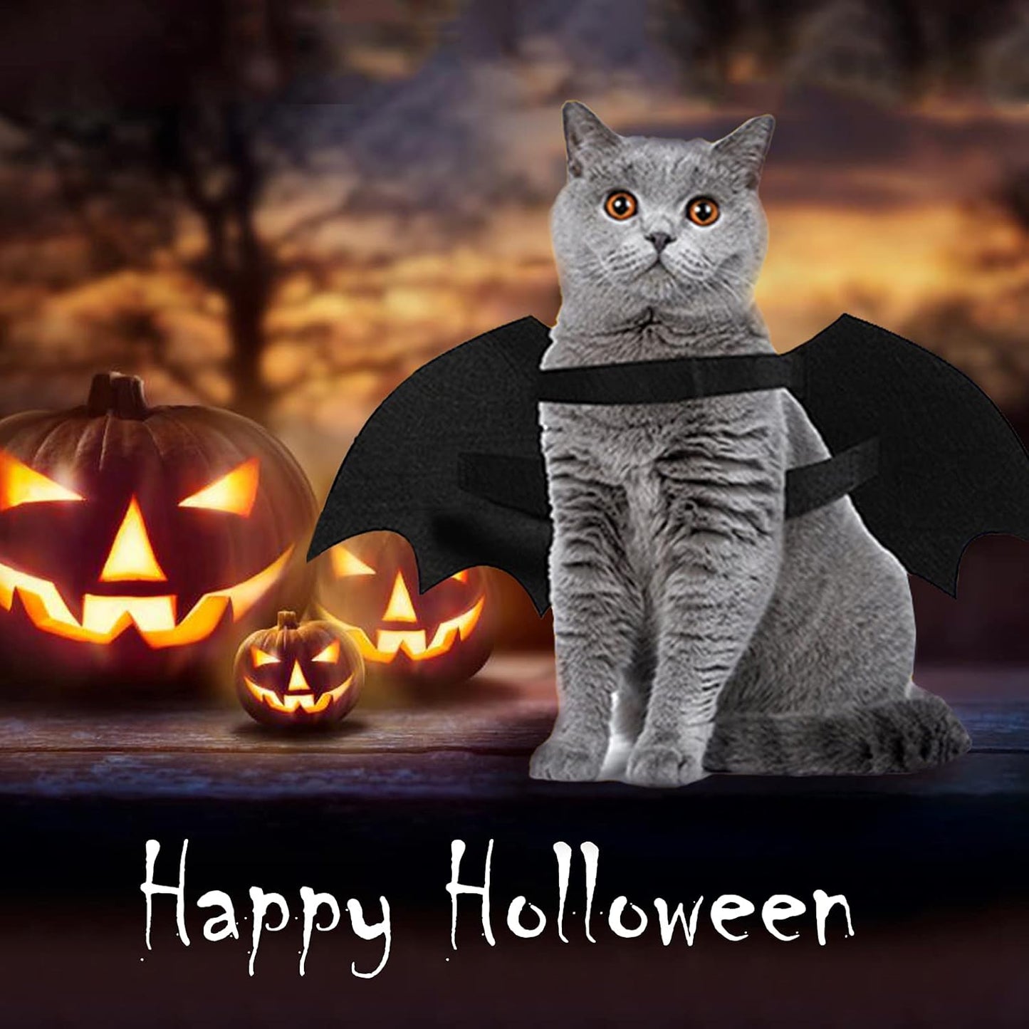 Dog Halloween Costumes, Cool Luminous Skeleton Bone Bat Wings Cosplay Cat Pets Costumes Dress up Apparel Accessories for Kitten Puppies, L