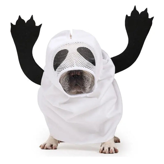 Halloween Ghost Costume for Dogs Unique White Ghost Costume Fancy Dress for Dogs Cats Pet Outfits for Halloween Cosplay